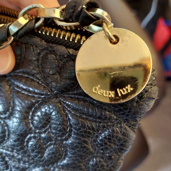 Deux lux quilted black wristlet clutch evening bag - Picture 5 of 10